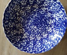 Large dark blue/ navy & white bowl for sale, NEW.