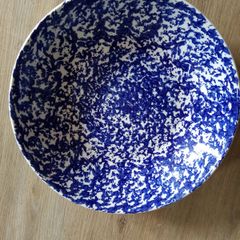 Large dark blue/ navy & white bowl for sale, NEW.