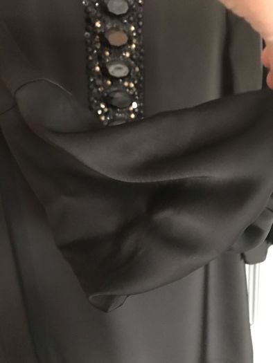 Wallis ladies black satin embellished shift dress size 10