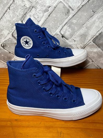 Boys Converse All Star Chuck Taylor II Lunarlon Blue Hi Top Trainers UK3.5 EU36