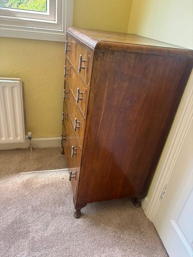 Vintage Art Deco Style Tallboy / 5-Drawer Chest