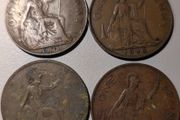 Lot of 4 British Pre-Decimal Pennies - George V &amp; George VI (1919-1948)