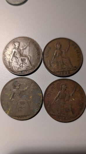 Lot of 4 British Pre-Decimal Pennies - George V & George VI (1919-1948)