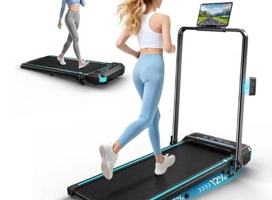 Treadmill for Home Foldable, 12km/h Folding Treadmill with 12% Incline, 2.75HP Quiet Walking Pad with Handle Bar, Bluetooth App & Magnetic Remote Control, 300LBS Capacity, LED Display