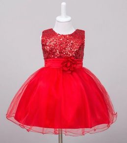 New Girls Sequinned Dress Flower Sash Sleeveless Formal Party Wedding Bridesmaid Sz 18-24mths