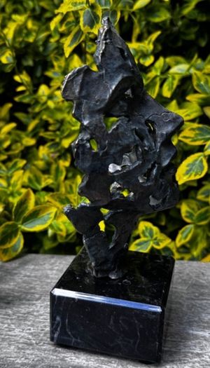 Surrealist Bronze Mask Inspired By Salvador Dali (21cm) - Patinated Bronze, Marble