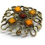 Rare Vintage Gold Tone Amber Brooch Image 6