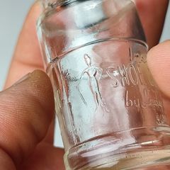232 - Set of 4 1950s Vintage Instant Shoe Coloring by Lady Esquire Clear Glass Embossed Letters Decorative Collectible Bottles