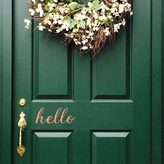 Hello Decal, Hello Sticker, Hello Front Door Decal, Hello, Hello Window Sticker, Window Decal, Car Decal, Car Sticker, Lettering, Outdoor Decal, Hello Greetings Door Decal, Porch Decal