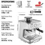 Espresso Machine with Grinder, 15 Bar Semi Automatic Espresso Coffee Maker with Milk Frother Steam Wand Image 2