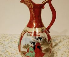 Beautiful Vintage Japanese Kutani Pitcher/Creamer with Geisha Pattern.