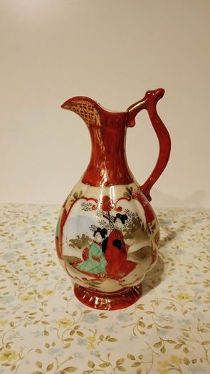 Beautiful Vintage Japanese Kutani Pitcher/Creamer with Geisha Pattern.