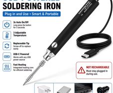 USB Soldering Iron with Type-C Plug-in Design Three-Temperature-Setting Mini Soldering Iron 300 450C