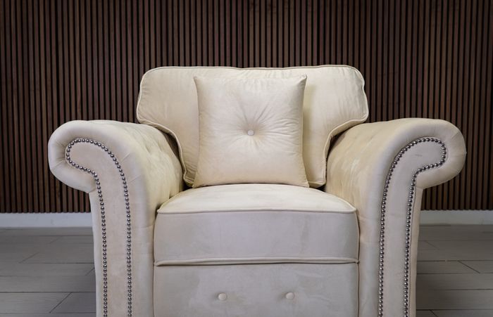 Olympia Cream Fullback Plush Velvet Fabric Sofa Set