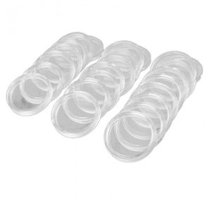 100Pcs 21mm Round Clear Plastic Coin Holder Capsules Protective Storage Case