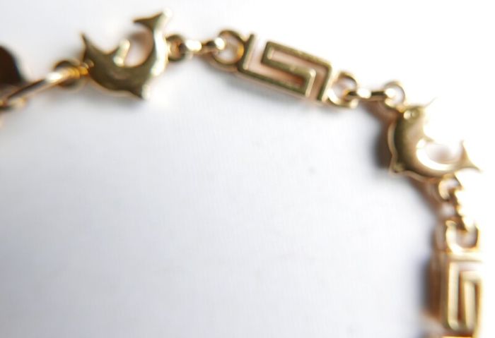 Vintage 24K GF Gold Filed Bracelet Bangle with Dolphins length 8" - 11,33g