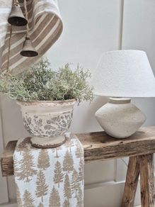 Rustic pot with faux moss stem