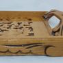 Antique Wood Tray With Carved Leaf Design. Image 2