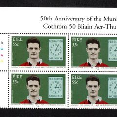 2008 Ireland 50th Anniversary of the Munich Air Disaster Commemorative Stamp Plate Block 1A1A1A1A Mint Never Hinged (MNH)