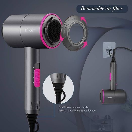 FREE EXPRESS SHIPPING Professional Hair Dryer 2000W Powerful AC Motor Quick Drying Ionic Hairdryer with 2 Speed 3 Heat Setting, Cool Shot Button with 1 Diffuser & 2 Concentrator
