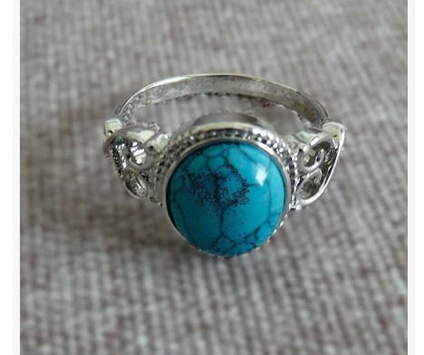 Silver Ring with Turquoise Stone - size 10