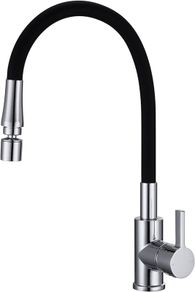 NEW SALE | Kitchen Sink Mixer Tap Bendable Silicon Hose 1 Hole Single Lever Faucet Mixers Taps with Flexible Hose Pull Down Dual Spray Mode 360 Swivel Matte Black Chrome