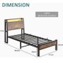 3ft Single Bed Frame with Charging Station and LED Lights, Wood Headboard with Storage Shelves Image 7