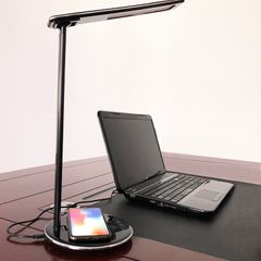 2 in 1 folding fast charging LED desk lamp with wireless charger eye protection for iphone, Samsung, Android.