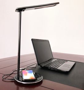 2 in 1 folding fast charging LED desk lamp with wireless charger eye protection for iphone, Samsung, Android.
