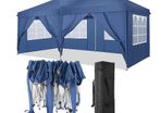 3 x 6 Waterproof Pop-Up Gazebo, Marquee Garden Tent, UV-Resistant, Rain and Sun Protection, Removable Side Walls, 6 Side Panels include 2 Zips