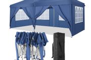 3 x 6 Waterproof Pop-Up Gazebo, Marquee Garden Tent, UV-Resistant, Rain and Sun Protection, Removable Side Walls, 6 Side Panels include 2 Zips