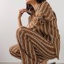 Fab Mango (Zara Group) Brown and White Striped Co Ord Shirt XL and Trousers L Image 4