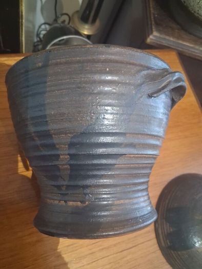 Art Pottery Lidded Pot signed LFF?