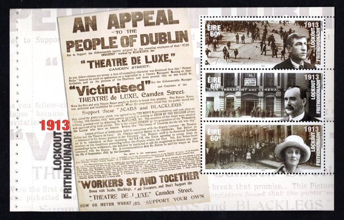 2013 Ireland Centenary of the General Lockout Commemorative Stamp Booklet Mint Never Hinged (MNH). Photos of contents shown.