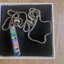 Dichoric glass pendant with silver chain Image 2