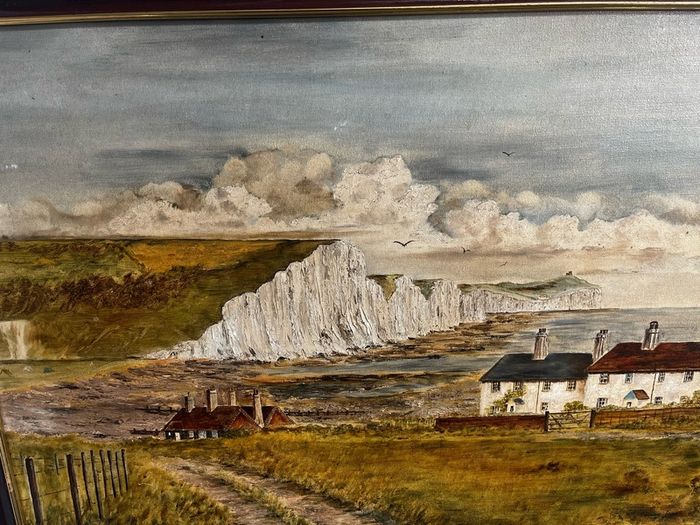 Beautiful Signed Coastal Painting Large Framed Seascape