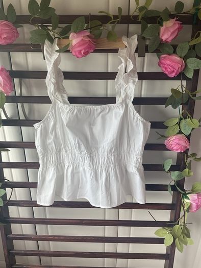 top H&M white 100% cotton top medium