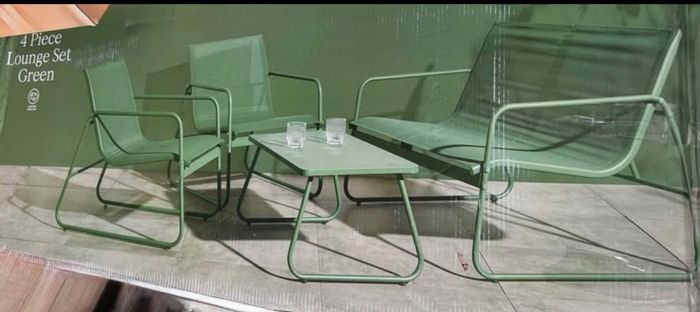 Brand New 4 Piece Garden Lounge Set. The ultimate comfort. Beautiful Sage-green colour metal.