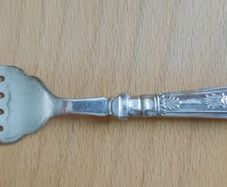 Harrison Brothers  5 tines EPNS Fish Serving Fork with Sterling Silver Handle