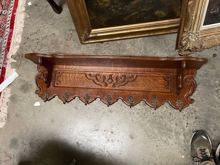 Nice old flemish coatrack with shelf