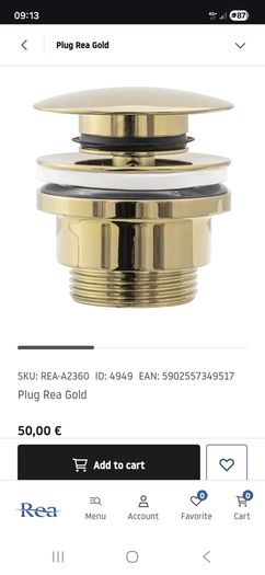Gold washbasin plug