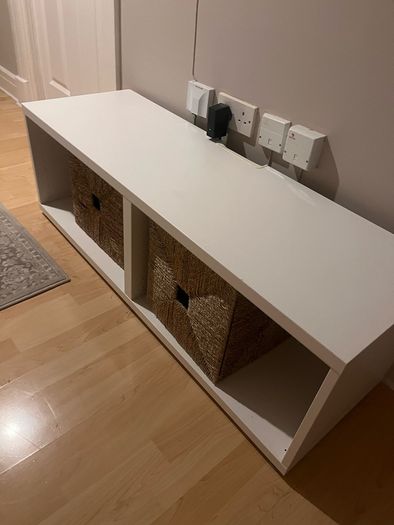 White Storage Bench or Shelving Unit  120 x 40 x 40 cm