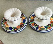 Set of 2 Candle holder 5.5 x 12 cm (1739501) Golden Summer Royal Copenhagen Faience