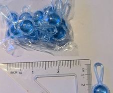 Blue plastic baby shower pacifier charms - pack of 12