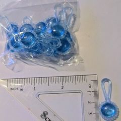 Blue plastic baby shower pacifier charms - pack of 12