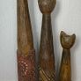 Set of 3 Hand Carved Wooden Cat Statues Image 10