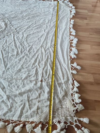 table cover cloth bed throw tapestry Beige white Bohemian Wall Hanging, Hippie Tapestry with Lace Design, Psychedelic Hippie Wall Decoration Ceiling for Bedroom Dorm 200 x 150 cm craft hand made