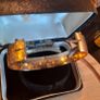 Vintage 1/10th 9ct Gold Hinged Bangle with Garnets - John Brereton Box 1977 Image 3
