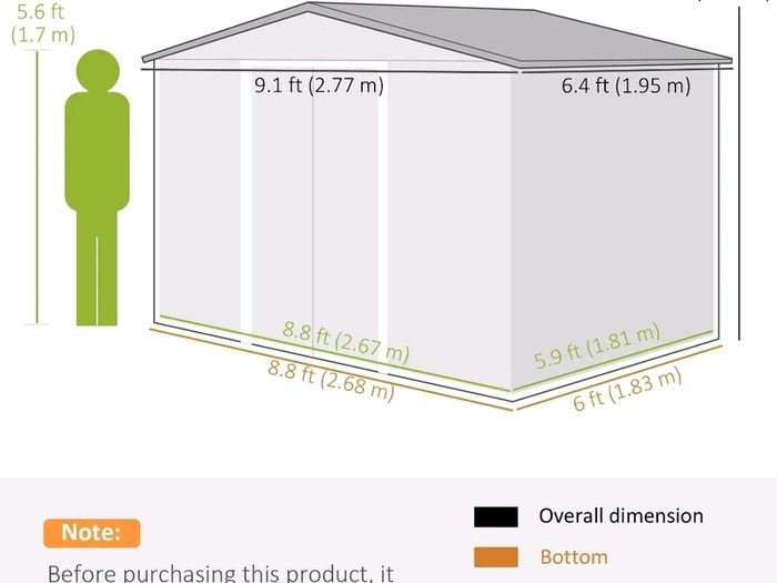 new 9 x 6ft Garden Metal Storage Shed. Outdoor Storage Tool House with Vents,
