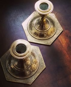 Vintage petite brass candlesticks